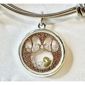 Disney Minnie Mouse Bracelet Floating Crystal & Silver Plated Sizable NEW